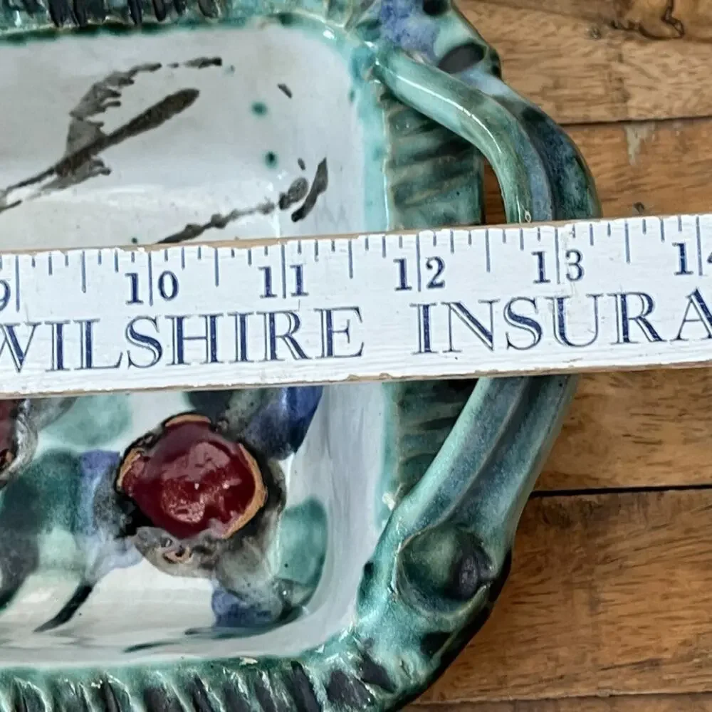 Vintage Italian Hand Painted Art Pottery Casserole Bread Basket Oven Safe